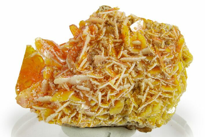White Calcite on Bright Orange Wulfenite - Iran #375739